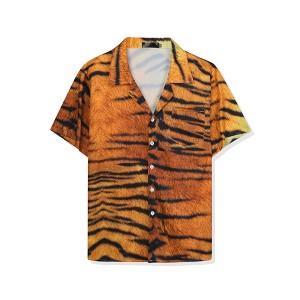 Lars Amadeus Men's Animal Print Short Sleeves Button Up Casual Print Shirts - 1 of 4