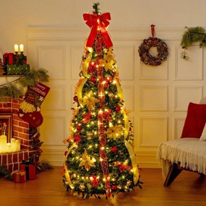 GOTGELIF 6Ft Cascade Style Retractable Pull-Up Pre-Decorated Christmas Tree, Fully Lit & Ready to Glow - 1 of 4