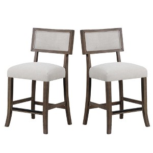 Royal Hampton Counter Stool Chair Set of 2, Dark Walnut Brown, Gray Seat - 1 of 1