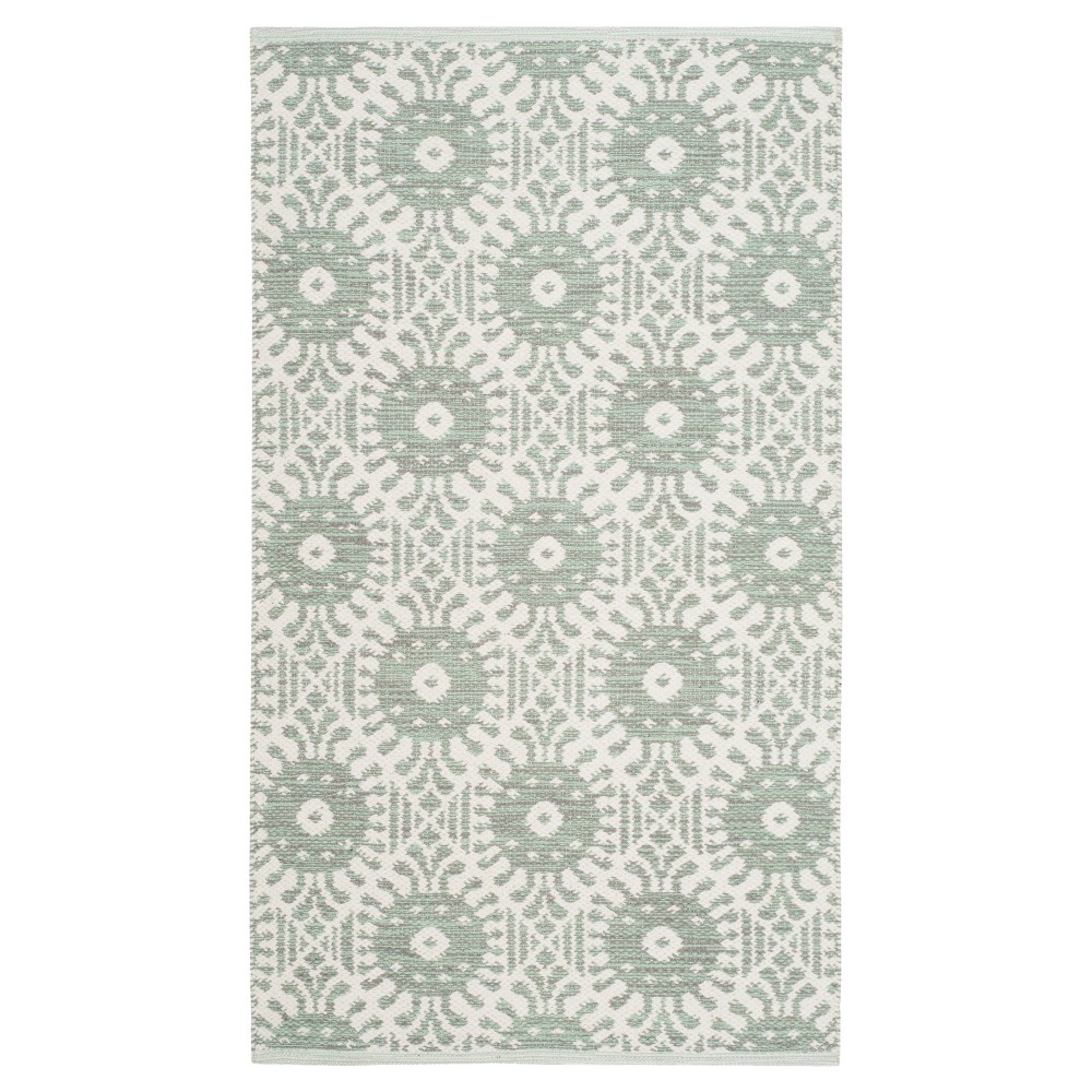 3'x5' Nedra Geometric Woven Area Rug Light Green/Ivory - Safavieh