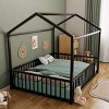 KTMBDW Twin/Full Floor Bed with Fence, Twin/Full Size Montessori Floor Beds with Roof, Metal House Bed Frame for Girls, Boys, Easy Assemble - 3 of 4