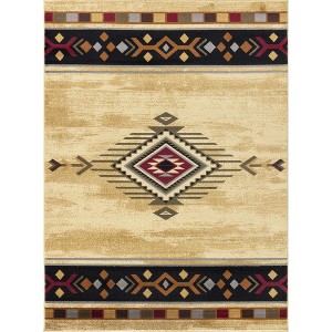 Cream 2 ft. x 3 ft. Southwest Accent Rug ¨C 100% Polypropylene Small Area Rug for Entryway, Kitchen, or Bedroom - Nertpow - 1 of 4