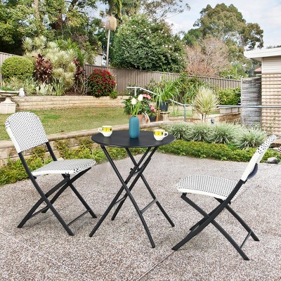 Details about   3 Pcs Folding Indoor Bistro Table and Chairs Set Backyard Patio Garden Outdoor 