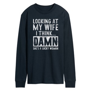 Men's - Instant Message - Looking At My Wife Long Sleeve Graphic T-Shirt - 1 of 4
