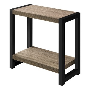 Monarch Specialties Accent Table, Side, End, Narrow, Small, 2 Tier, Living Room, Bedroom, Brown Laminate, Black Metal, Contemporary, Modern - 1 of 4