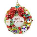 Huras Family Jolly Wreath Merry Christmas  -  One Ornament 5.25 Inches -   -  Hf937v  -  Glass  -  Multicolored