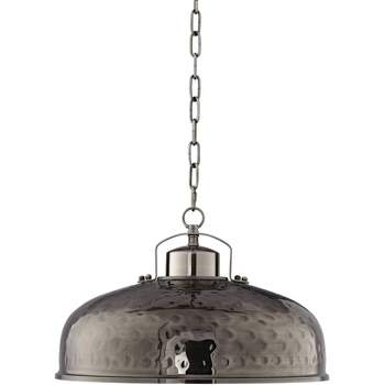 Franklin Iron Works Essex Dyed Nickel Pendant Light 18" Wide Farmhouse Rustic Hammered Dome Shade for Dining Room House Foyer Kitchen Island Entryway