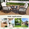 3-Piece Outdoor Chair & Table Set - 2-Person Rattan Seating Group with 360° Swivel Chairs and Glass-Topped Square Table for Patio, Garden, or Balcony - 3 of 4