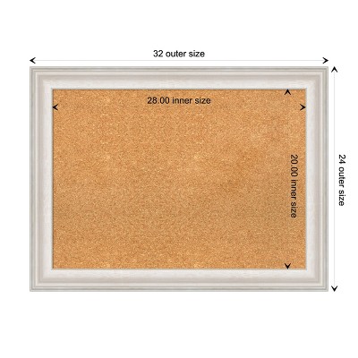 Trio White Wash Silver Framed Natural Corkboard 32" x 24"