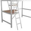 CAVINAS Twin Size Loft Bed with Desk Modern Metal Bed Frame with Storage Shelf and Inclined Ladder for Bedroom - 4 of 4