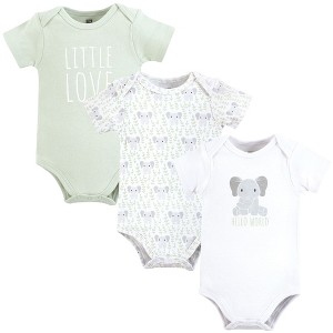 Hudson Baby Cotton Bodysuits, Hello World Elephant - 1 of 4