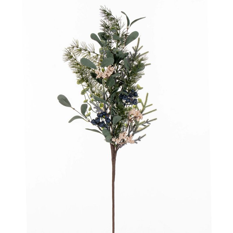 Vickerman 29" Green Artificial Pine, Blueberry, and White Berry Spray., 1 of 2