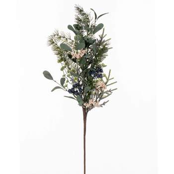 Vickerman 29" Green Artificial Pine, Blueberry, and White Berry Spray.