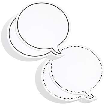 Juvale 48 Pack Dry Erase Speech Bubble Cutouts for Bulletin Boards, Classroom Teaching Supplies, 2 Designs Solid and Dotted Outline, 9 x 8 In