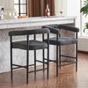 Sapphtopaz Modern Bar Stools Set of 2 with Boucle Upholstered Counter Height Chairs with Armrests Metal Frame Dining Chairs for Kitchen Island - 4 of 4