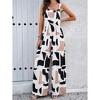 Women's Printed Jumpsuit Square Neck Overalls Loose Fit Wide Leg Jumpsuit With Pockets - 3 of 4