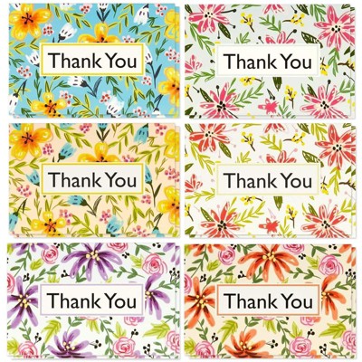 Best Paper Greetings 48 Pack Flower Thank You Cards with Envelopes, 6 Floral Designs (4 x 6 in)