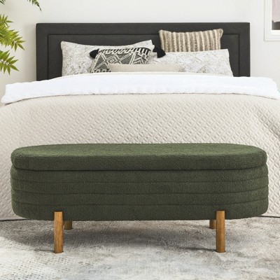 VYNXARIA Ottoman Oval Storage Bench,Rubber Wood Leg