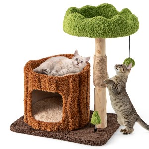 Tangkula Multifunctional Cat Tree w/ Sisal Covered Scratching Posts Top Perch Modern - 1 of 4