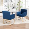 SEYNAR Modern Velvet Accent Arm Dining Chair Set of 2 with Metal Legs - 2 of 4