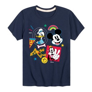 Boys' - Disney - Goofy Donald Mickey Pluto Stickers Short Sleeve Graphic T-Shirt - 1 of 4
