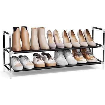 SONGMICS Shoe Rack, 10 Tier Shoe Shelf, Shoe Storage Organizer, Space-Saving, 11 x 17.7 x 68.1 Inches, Metal Frame, Non-Woven