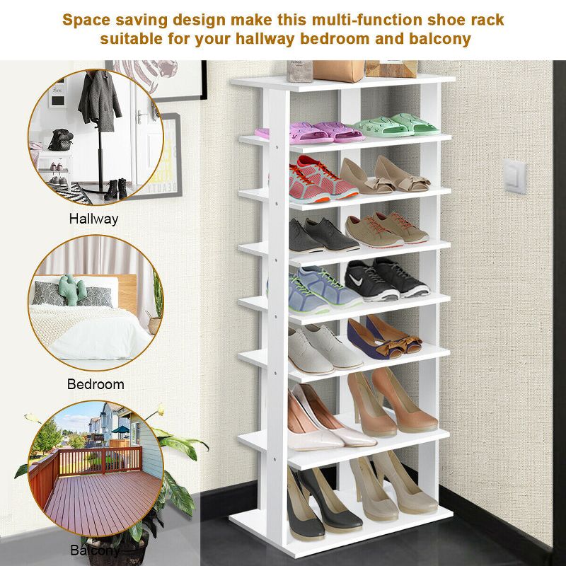Costway Patented Wooden Shoes Storage Stand 7 Tiers Big Shoe Rack Organizer Multi-Shoe Rack, 5 of 11