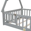 CAVINAS Twin Size Floor Bed Tent-Shaped Sleek Pine Bed Frame with Guardrail and Door for Bedroom - 3 of 4