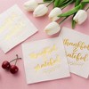 Blue Panda 50-Pack Thankful & Grateful in Gold Foil Thanksgiving Paper Cocktail Napkins Fall Party Supplies - 4 of 4