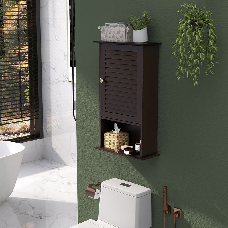 Tangkula Bathroom Wall Mount Storage Cabinet Single Door w/Height Adjustable Shelf, 4 of 11