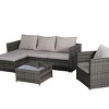 Outdoor Sofa Set, 6 Pcs Furniture Set, Wicker Sofa With Cushions,  L- Shaped Sofa, Detachable Lounger and Coffee Table -Coolbibila - 3 of 4