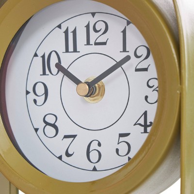 Set of 3 Multicolor Metal Analog Table Clocks with Arched Stands