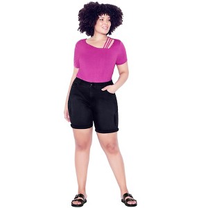 Avenue Women's Plus Size Giana Ripped Short - 1 of 4