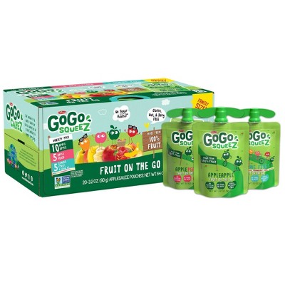 GoGo squeeZ Applesauce, Variety Apple/Peach/GIMME 5 - 3.2oz/20ct