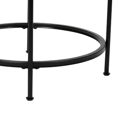 Round Clear Glass End Table with Matte Black Metal Frame