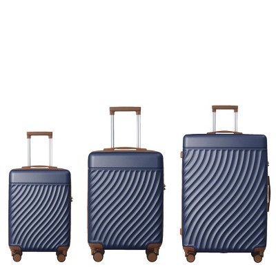 FURNIinspire Bag And Luggage Sets 3 Piece Rolling Luggage Travel Suitcase Set, Lightweight Durable Suitcases with Wheels, Blue, 21.06"*11.81"*30.31"