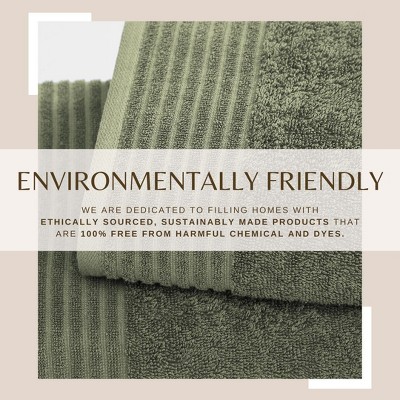 Olive Green Cotton 6-Piece Hand and Washcloth Set