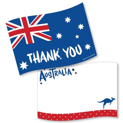 Big Dot of Happiness Australia Day - Shaped Thank You Cards - G'Day Mate Aussie Party Thank You Note Cards with Envelopes - Set of 12