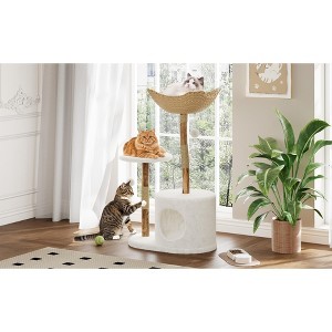 Multi-Level Cat Tree 43" – Basket, Scratching Posts, Real Branches, Dangling Ball & Platforms - 1 of 4