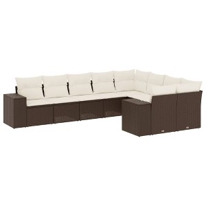 vidaXL Garden Sofa Set Brown, Cream White - 1 of 4