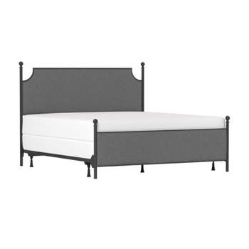 McArthur Metal and Upholstered Bed Matte Black/Gray Fabric - Hillsdale Furniture
