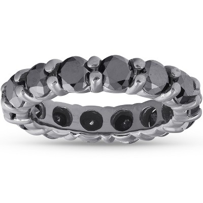 Pompeii3 3 1/2ct Black Diamond Black Gold Eternity Stackable Ring