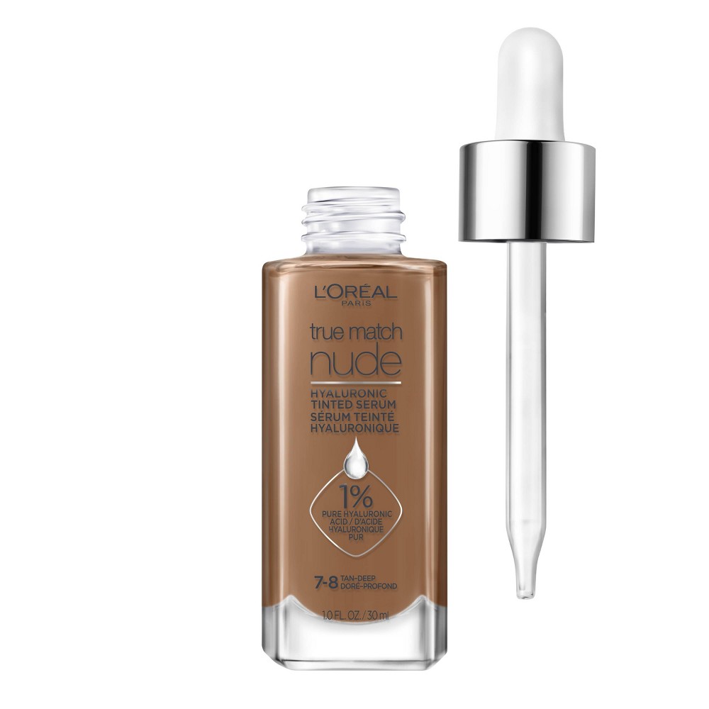 Photos - Foundation & Concealer LOreal L'Oreal Paris True Match Hyaluronic Tinted Serum Makeup Skincare Hybrid - 7-8 Tan-Deep - 1 fl oz 