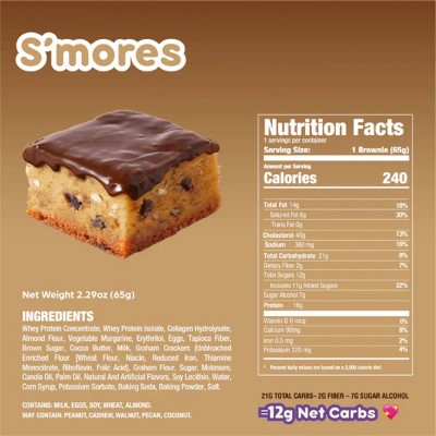 Prime Bites Smores Protein Brownie -19g Protein - 9.16oz/4ct