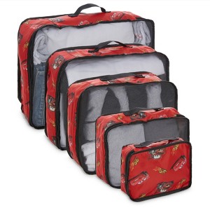 Disney Cars Lightning Mcqueen Packing Cubes - 5 Piece Packing Organizer Set - Travel Essentials - Packing Cubes 5 Piece Set (Red) - 1 of 4