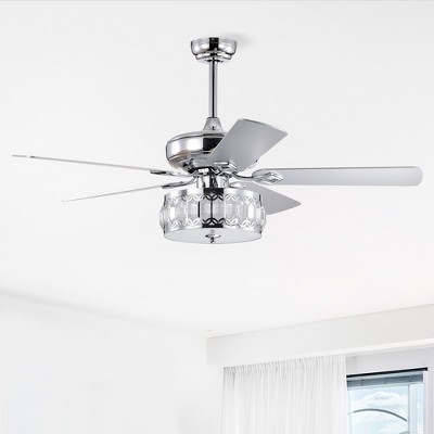 52" 3-Light Traditional Chrome Ceiling Fan for Home, Kitchen, Living Room