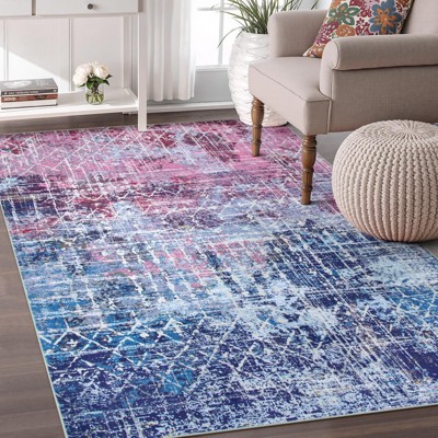 Lahome Short Velvet Abstract Motif Soft Rug for Living Room, Bedroom, or Entryway