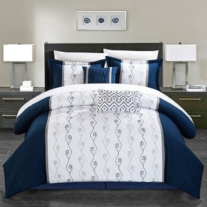 Chic Home Design King 6pc Yohan Comforter & Sham Set Navy, Blue