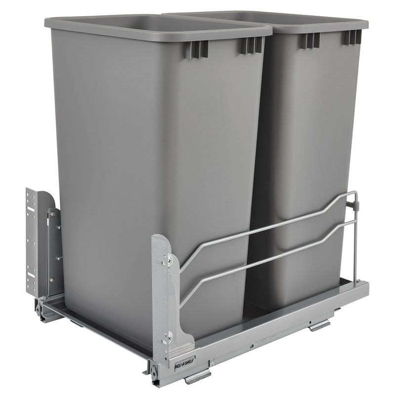 Rev-A-Shelf Double Pull-Out Trash Can for Full Height Kitchen Cabinets 50 Quart 12.5 Gallon with Soft-Close Slides, 53WC-2150SCDM-217, 1 of 6