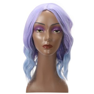 Unique Bargains Women Curly Shoulder Length Human Hair Wigs 14" with Wig Cap - 1 of 4
